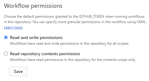 workflow permissions settings