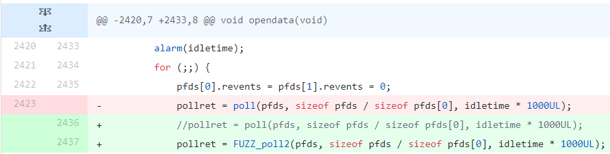 Changes in PureFTPd: Call to poll function replaced by FUZZ_poll call