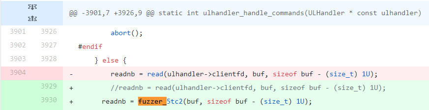 Changes in PureFTPd: custom fuzzing function that feeds strings from a dictionary