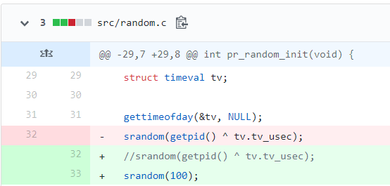 Changes in ProFTPd: Initializing srandom with a fixed value