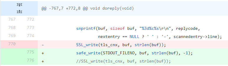 Changes in PureFTPd: writing ssl connection output to STDOUT